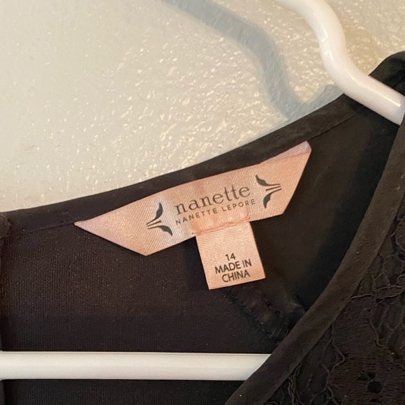 Black Dress with Floral Overlay Accents - Picture 5 of 9